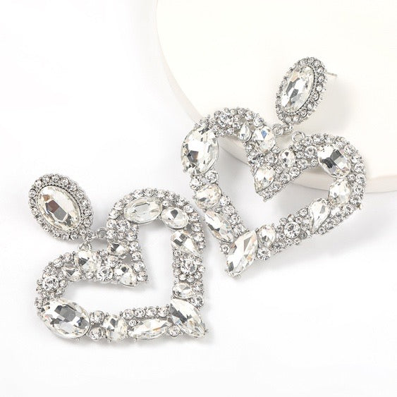 Simple Alloy Diamond Rhinestone Earrings