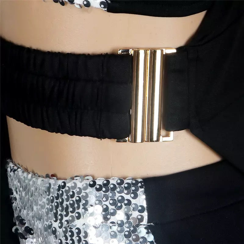 Silver Black Sequin 3 Piece Set