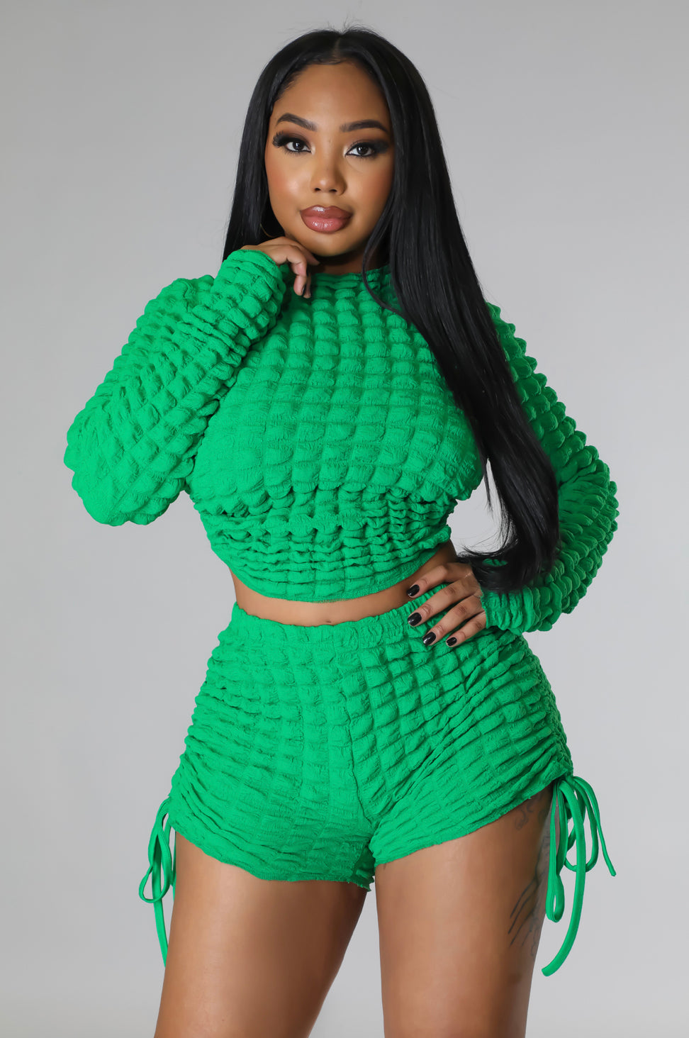 Bubble green shorts set