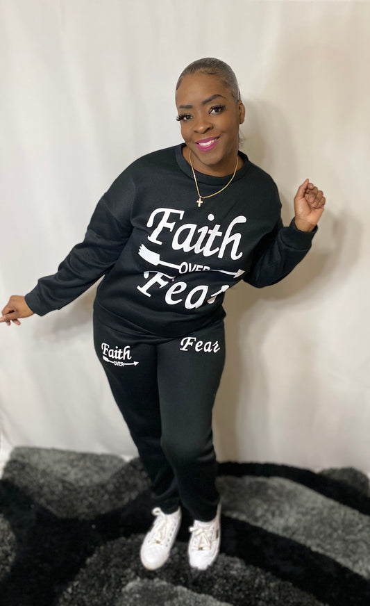 Faith over Fear Black Two Piece Set