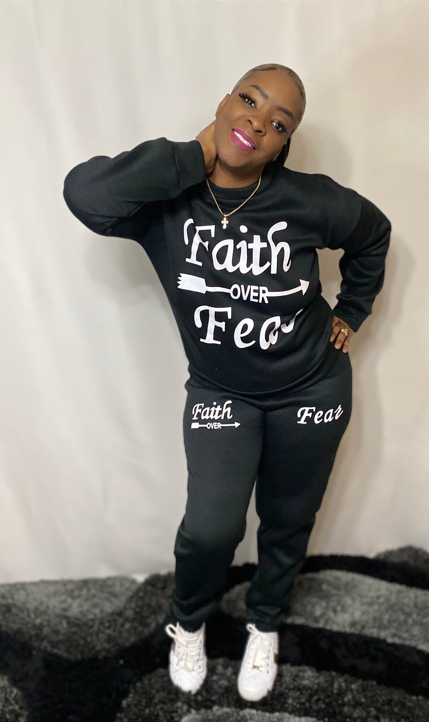 Faith over Fear Black Two Piece Set