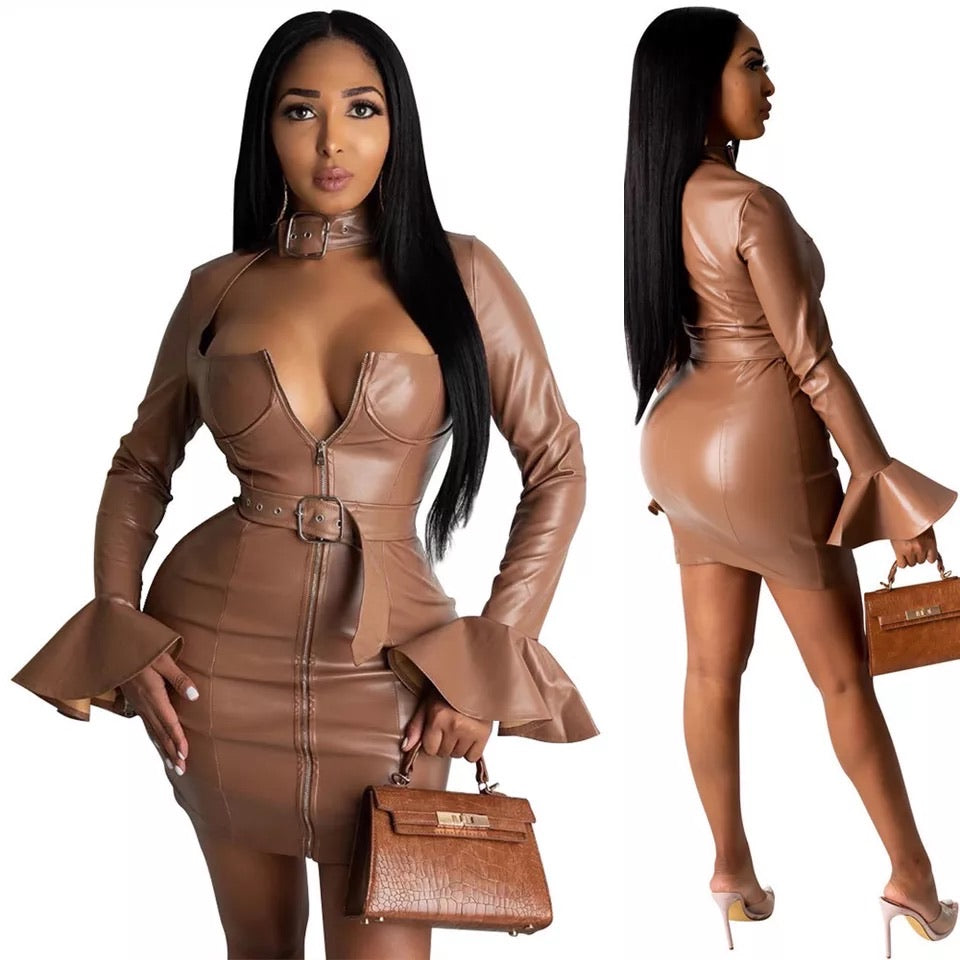 Sexy Faux Leather Elegant Dress