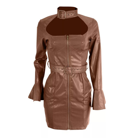 Sexy Faux Leather Elegant Dress