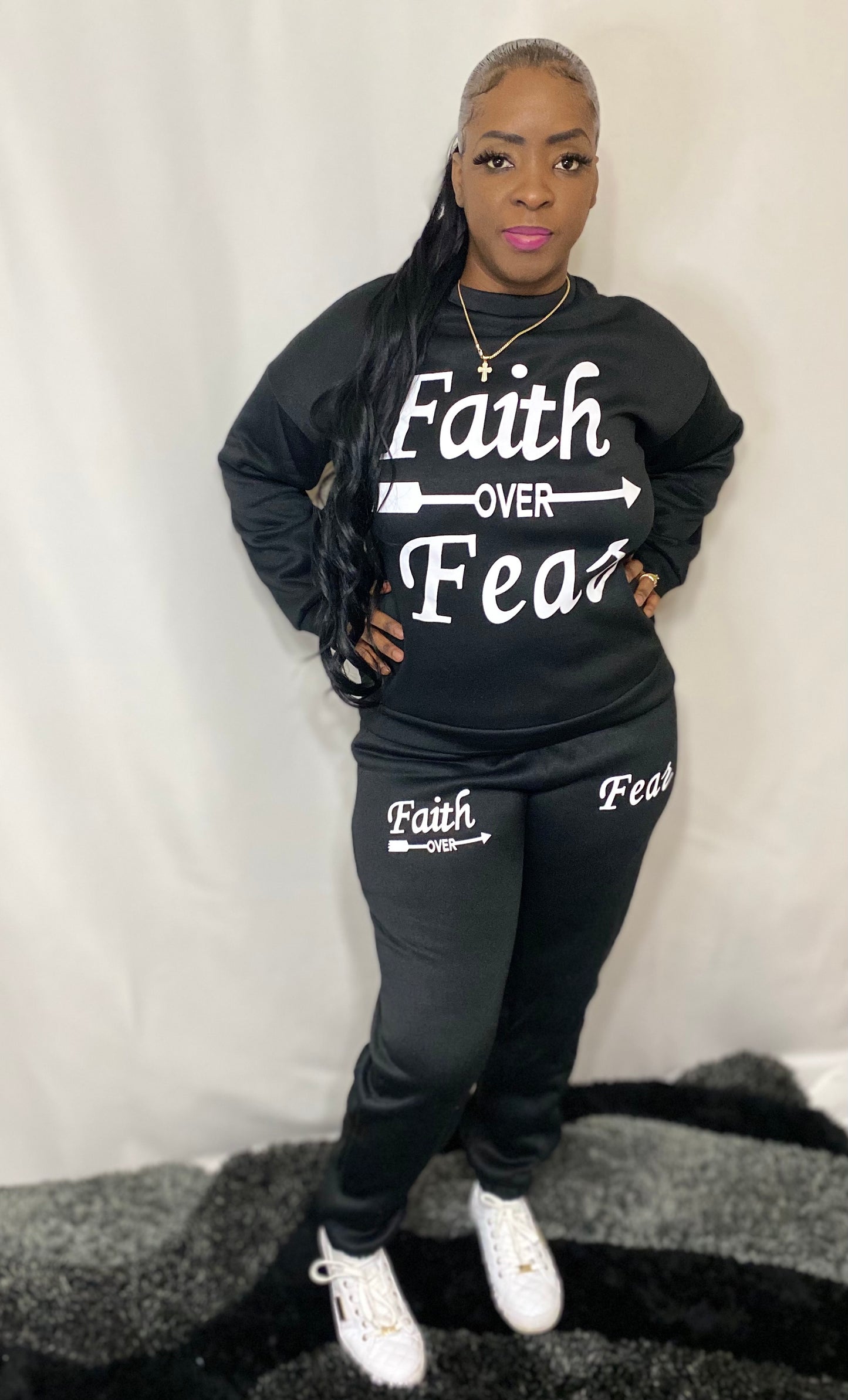 Faith over Fear Black Two Piece Set